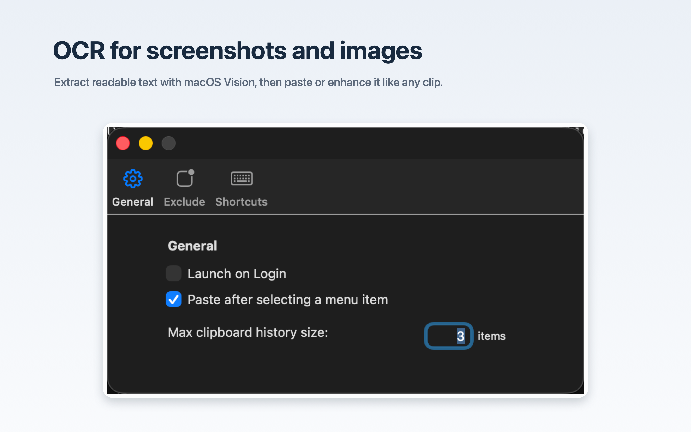Simple Clipboard Manager AI fast paste preferences screenshot