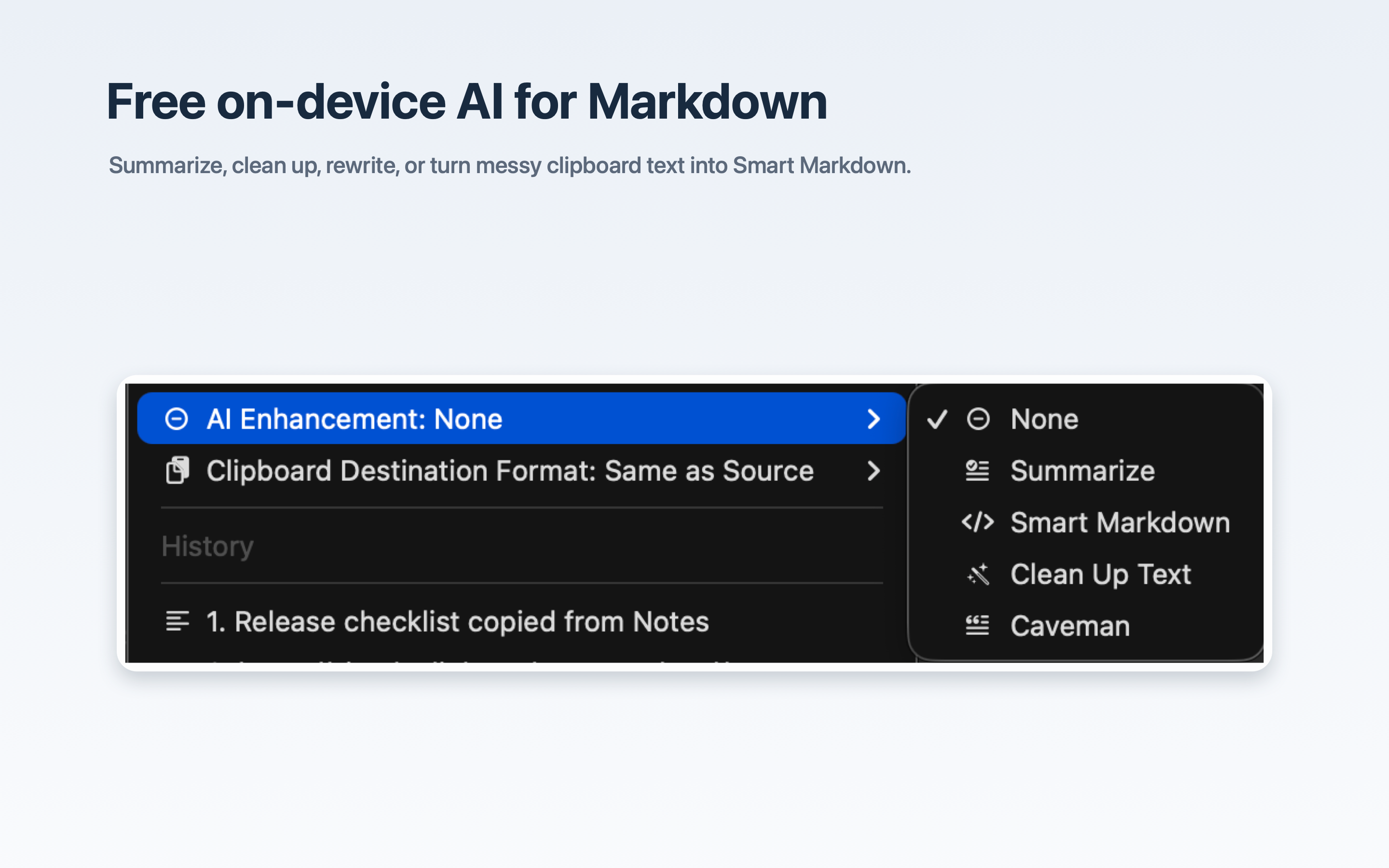 Simple Clipboard Manager AI on-device AI screenshot