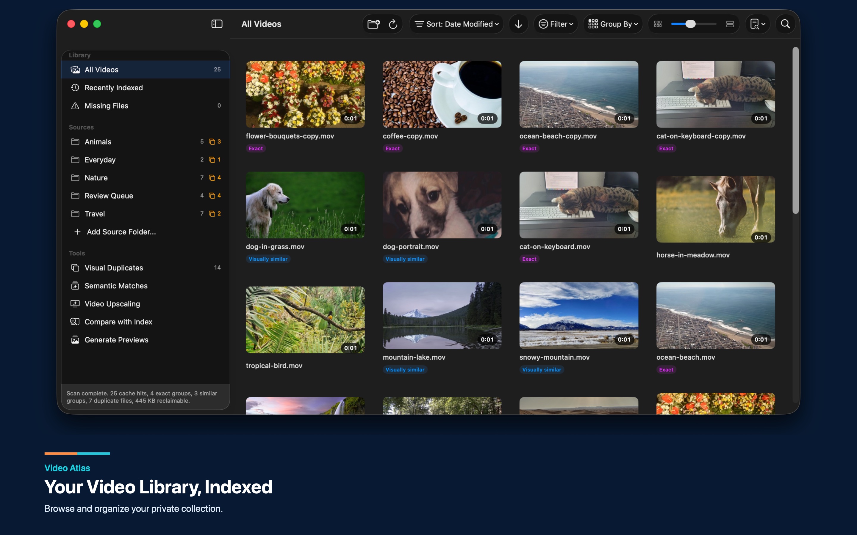 Video Atlas indexed video library screenshot