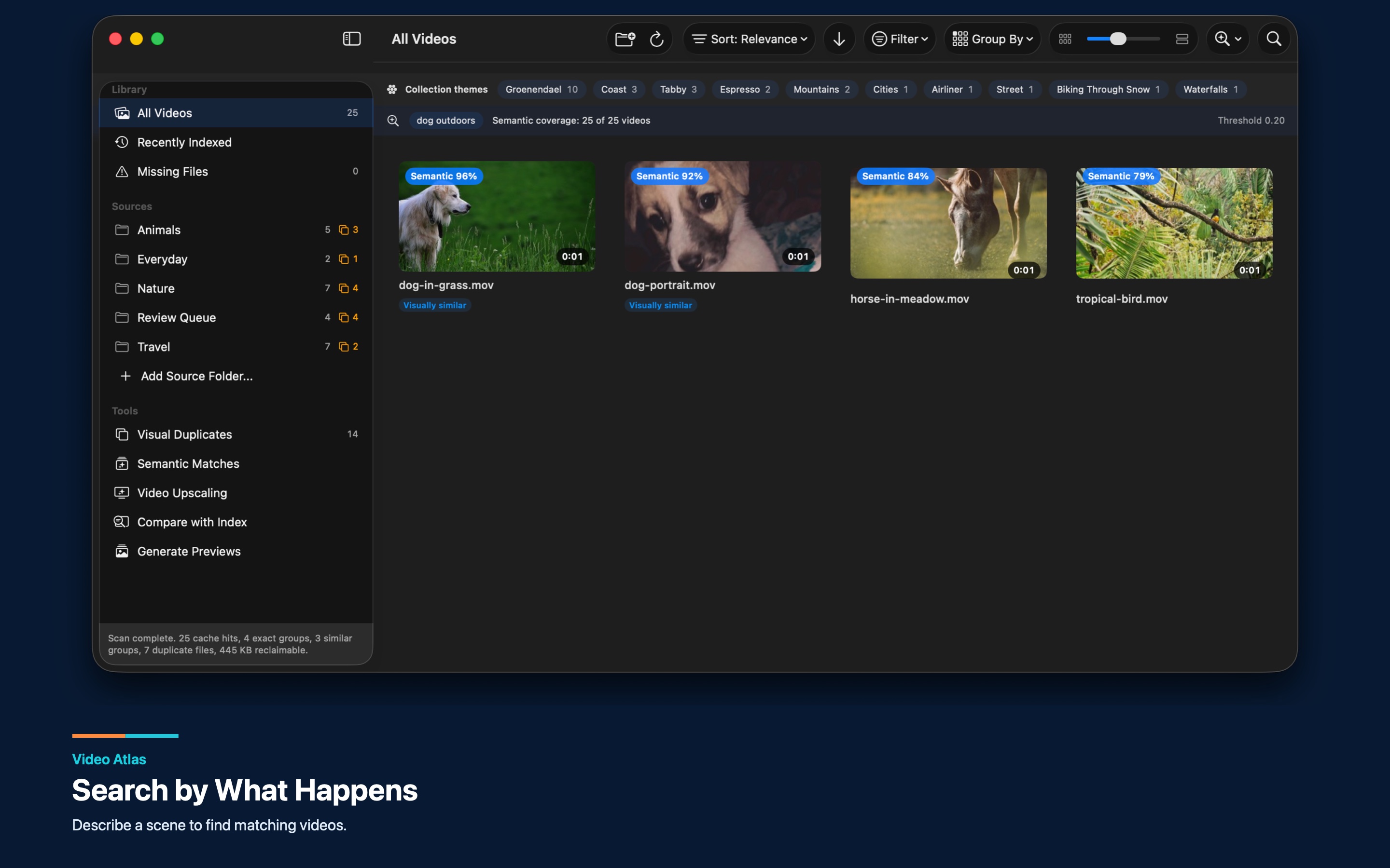 Video Atlas on-device semantic scene search screenshot
