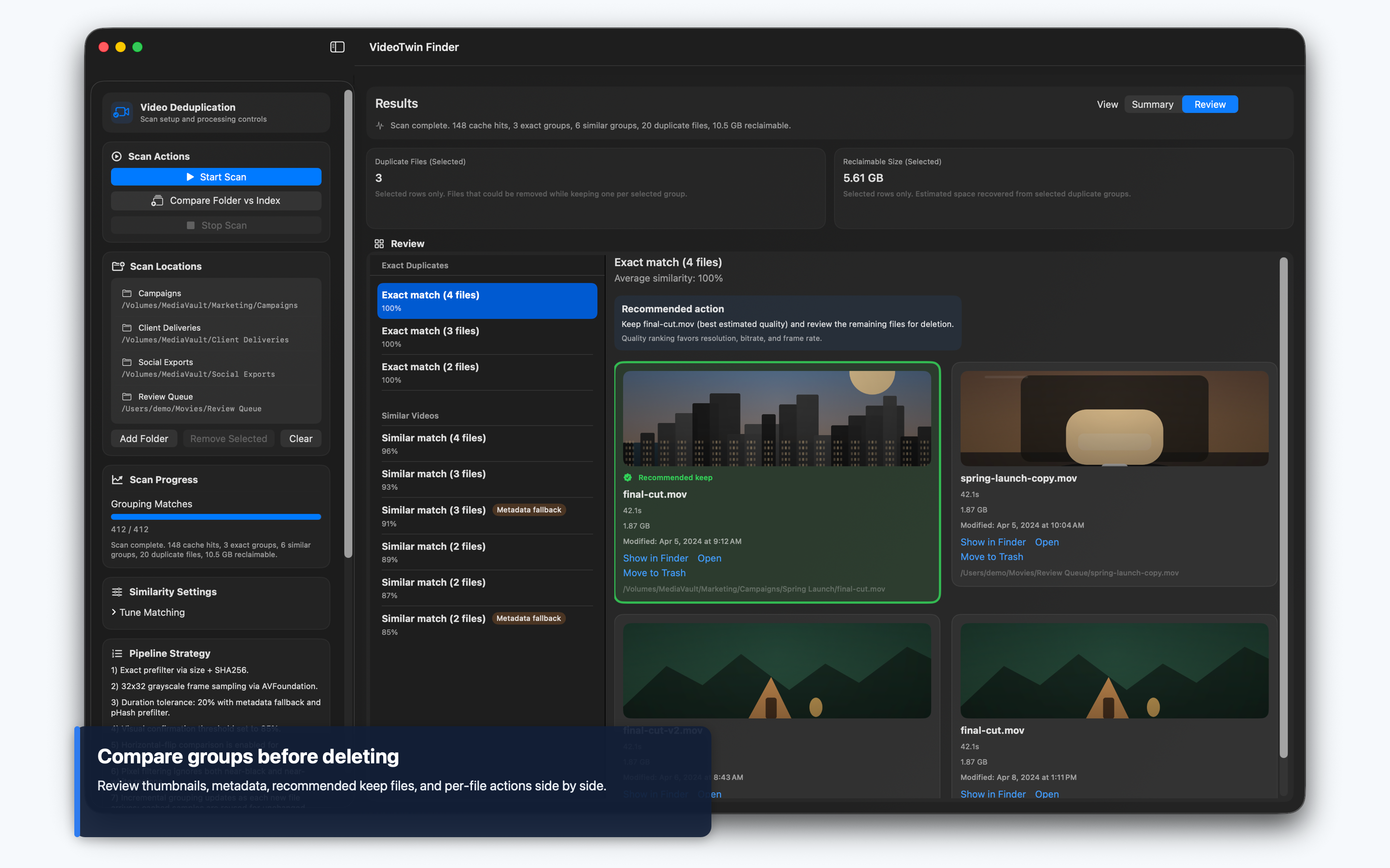 VideoTwin Finder review screenshot